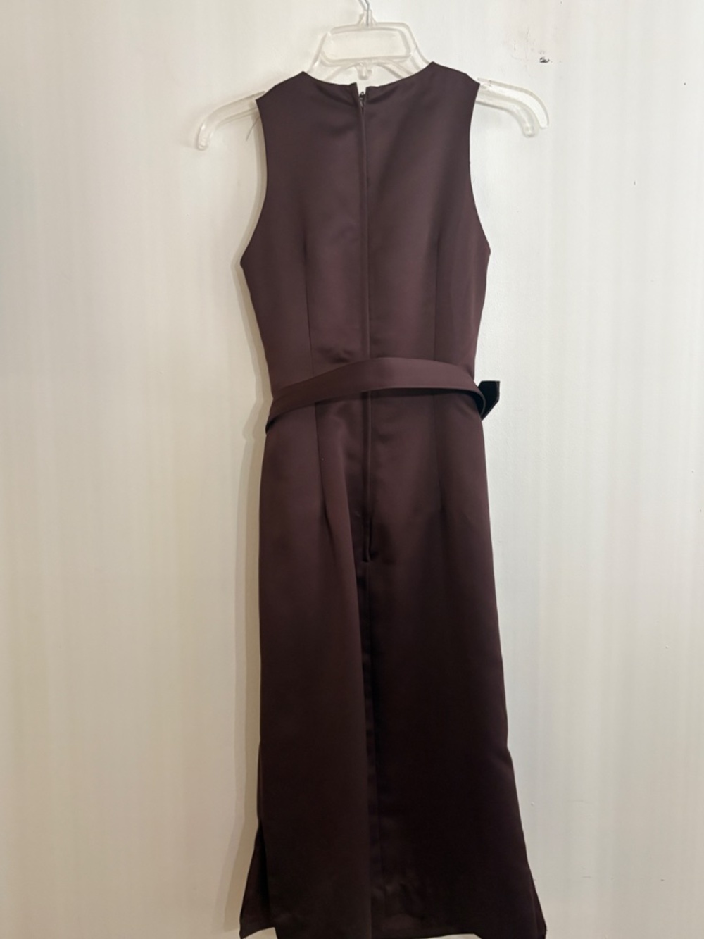 1990s JIM HJELM OCCASIONS Formal Brown Satin Tea-length Dress - Size 6 - Picture 12 of 15